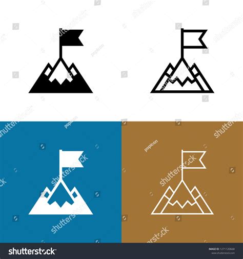 Mountain Peak Flag Icon Set Stock Vector Royalty Free 1271120668