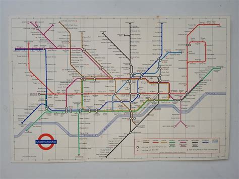 1970 Antique Rare London Underground Tube Map Diagram Of Lines Paul