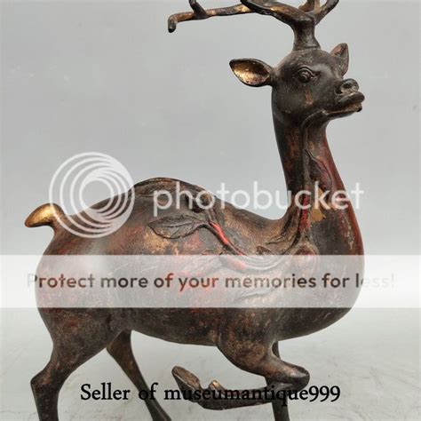 10 Old Chinese Bronze Feng Shui Sika Deer Animal Spotted Deer Statue