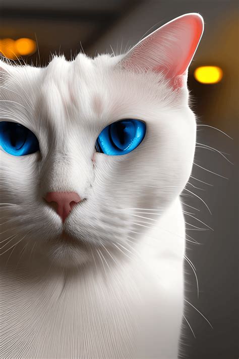 White Cat With Blue Eyes And Black Spot · Creative Fabrica