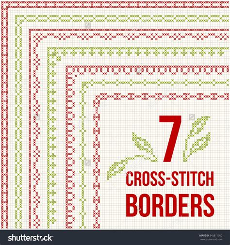 Set Of Cross Stitch Pattern For Thin Borders Geometric Frames For