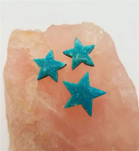 Blue Sonora Turquoise Medium And Small Star Cabochon Set Backed Etsy