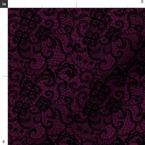 Purple Lace Look Fabric Dark Lace By Floramoon Purple Etsy