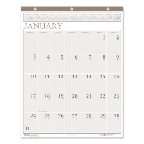Recycled Large Print Monthly Wall Calendar Leatherette Binding 20 X 26