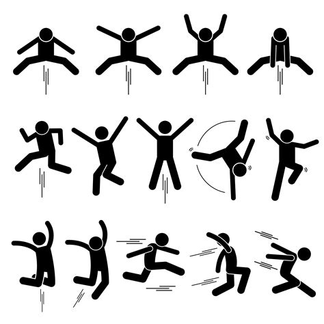 Basic Human Stick Figures Action Postures Poses Simple Black Etsy
