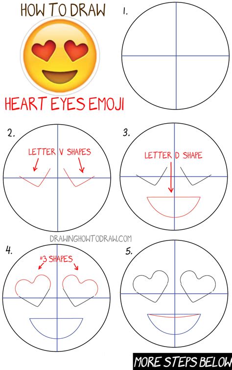 how to draw heart eyes emoji face step by step drawing tutorial how to draw step by step