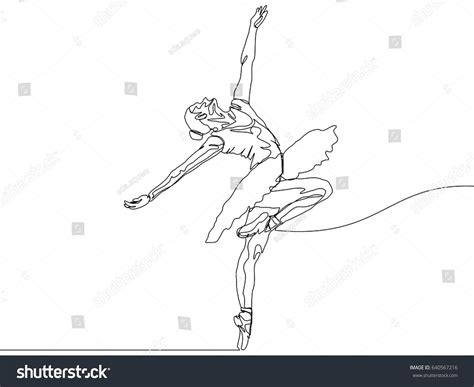 One Line Drawing Or Continuous Line Art Of A Ballet Dancer Vector