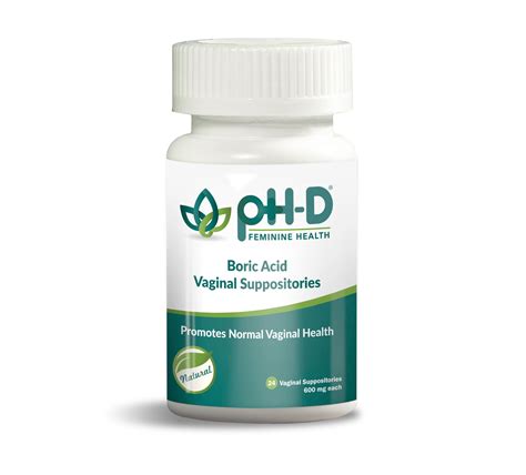 PH D Feminine Health Support Boric Acid Vaginal Suppositories Ct