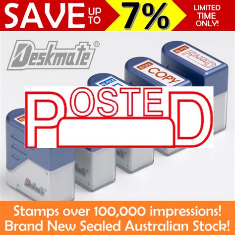 Bulk Buy 3 X Deskmate Pre Inked Office Stamps Posted Date Red For