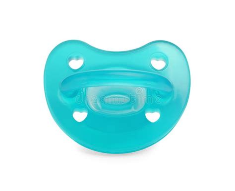 One Turquoise Baby Pacifier Isolated On White Stock Photo Image Of