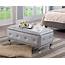 Jane Silver Upholstered Faux Leather Transitional Storage Ottoman Bench 