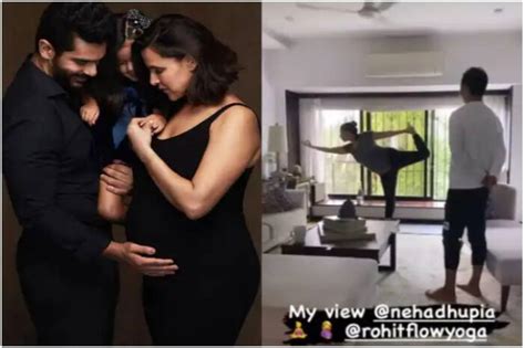 pregnant neha dhupia does natarajasna like a pro sets major fitness goals
