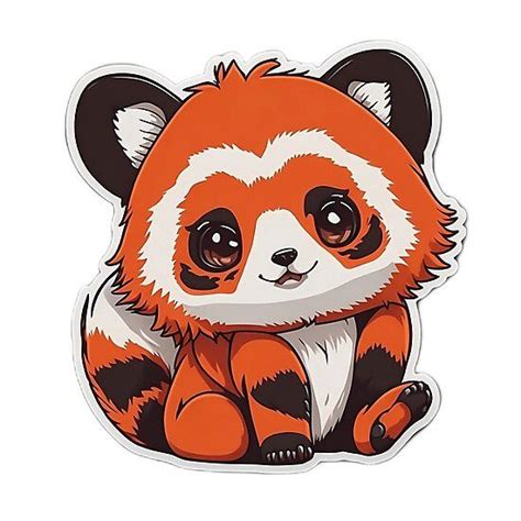 A Red Panda Sticker Sitting On The Ground