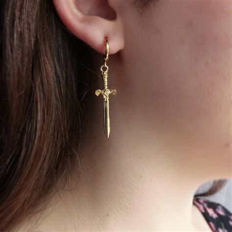 Gold Sword Earrings Silver Dagger Earrings Valentines Day Etsy UK