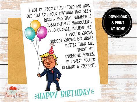 Trump Birthday Card Birthday Card Trump Happy Birthday Etsy