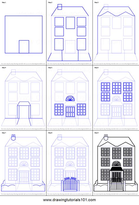How To Draw Mansion House Houses Step By Step