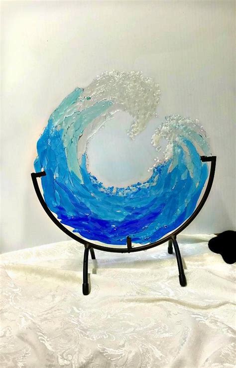 Ocean Wave Fused Glass Sculpture Beach Decor Sea Decor Surf Etsy Sea Decor Glass Sculpture