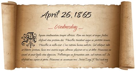 What Day Of The Week Was April 26 1865