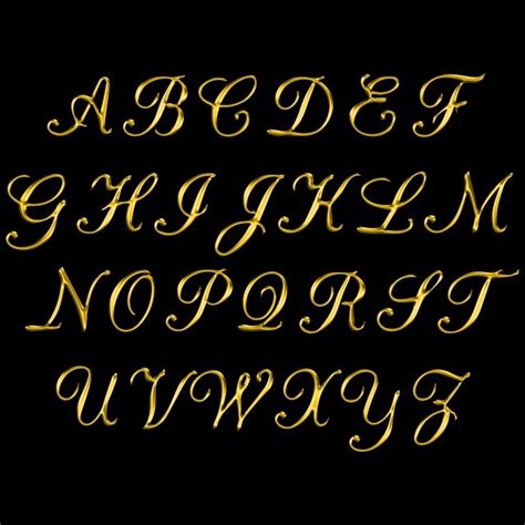 Gold Alphabet Texts Cursive Letters Font Script Alphabet Fancy