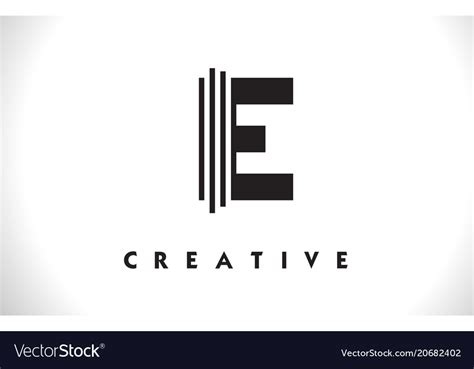 E Logo Letter With Black Lines Design Line Letter Vector Image