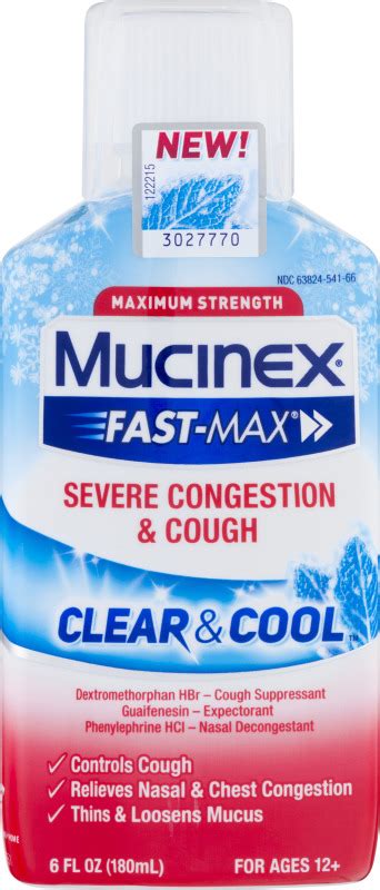 Mucinex Fast Max Severe Congestion And Cough Clear And Cool Cough Suppressant Mucinex 363824541662