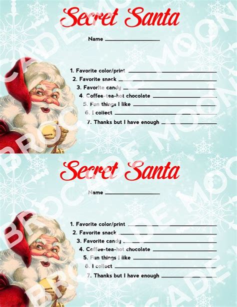 Free Printable Secret Santa Template