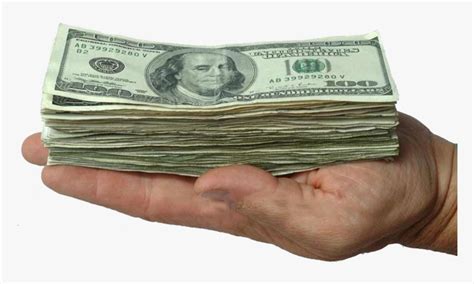 Transparent Cash In Hand Png Holding Stack Of Money Png Download