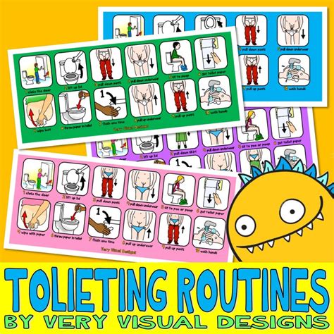 How To Potty Boy And Girl Visual Routine Set Autism Toilet Bathroom