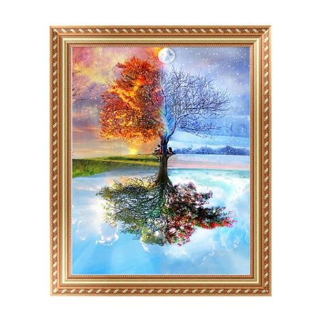 Reflection Four Seasons Tree Full Square Diy 5d Diamond Painting