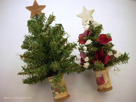 Mini Christmas Trees In A Wood Spool Diy Christmas Ornaments