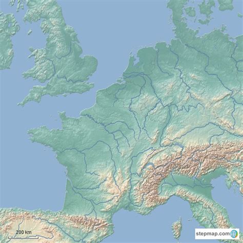 Stepmap Europe Rivers Mountains Landkarte Für Germany