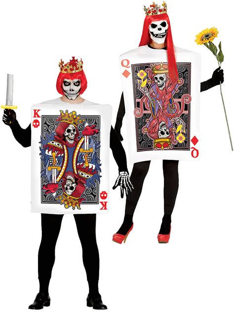 In playing cards, a suit is one of the categories into which the cards of a deck are divided. Adults Skull Playing Card Costume Mens Ladies King Queen Fancy Dress Outfit | All Halloween ...