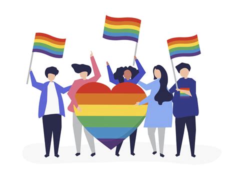 Character Illustration Of People Holding Lgbt Support Icons Download