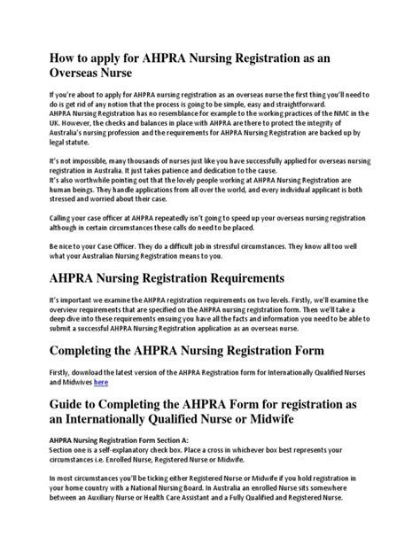 How To Apply For Ahpra Nursing Registration As An Overseas Nurse Pdf International English