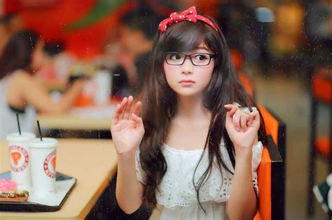 Asian Girl With Glasses Woman Beautiful