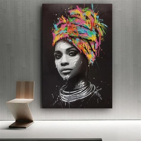 Abstract African Girl Wall Art Canvas Paintings Modern Pop Art