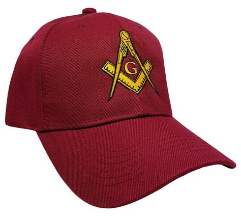 Mason Baseball Cap Freemasons Maroon Masonic Hat Masons Compass And
