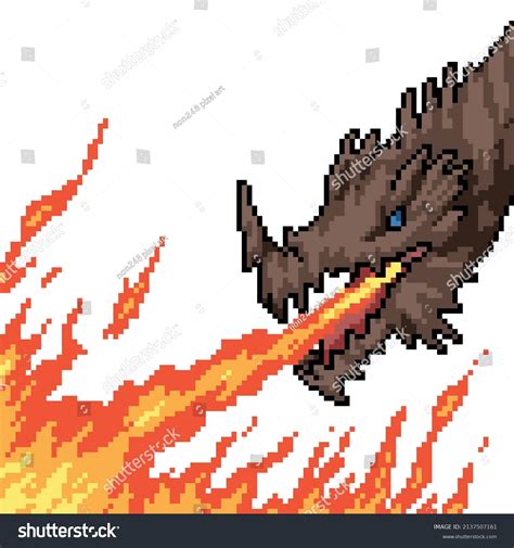 Pixel Art Fire Dragon Head Stock Vector Royalty Free Shutterstock