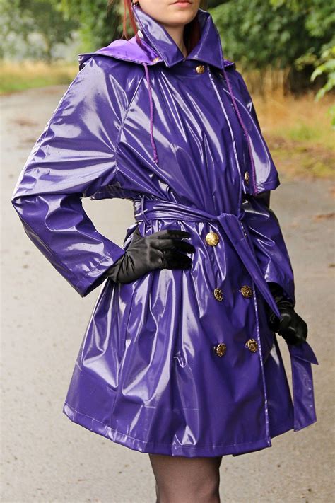 vinyl raincoat pvc raincoat mantel vynil rain wear unisex girlfriends purple blue