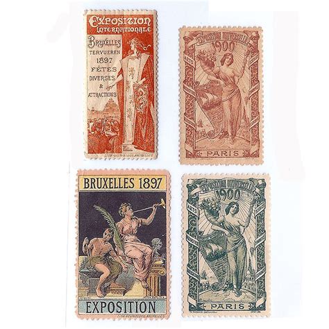 Antique Art Nouveau Postage Stamps 4 Very Rare 1897 1900 From