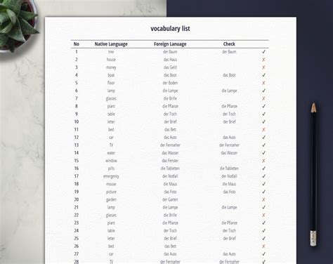 Excel Vocabulary List Vocabulary Word Practice Tool Etsy