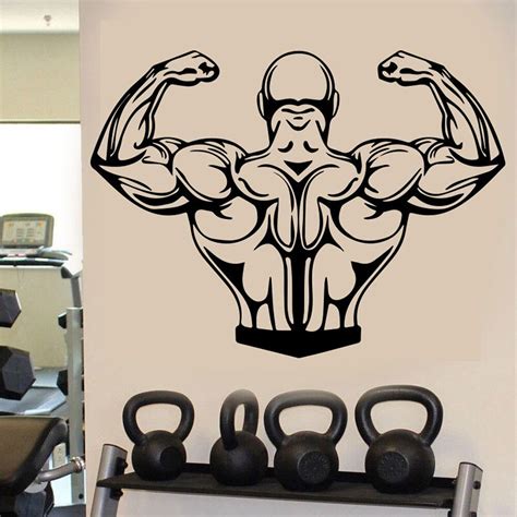 Bodybuilder Gym Wall Decals Fitness Sport Muscles Fitness Wall Sticker