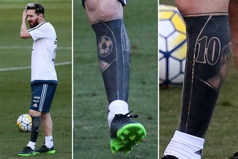 And a smile on the masked fan's face to boot. Charlotte Hodges on Twitter: "Lionel Messi shows off updated 'coloured in' leg tattoo during ...