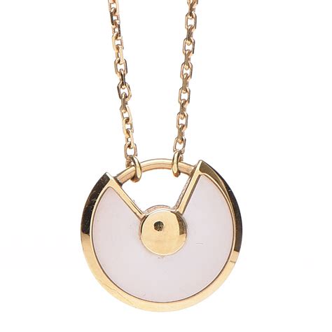 Cartier K Yellow Gold Diamond Mother Of Pearl Xs Amulette Pendant
