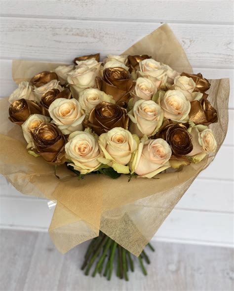 Gold And Cream Bouquet Mr Roses Farms