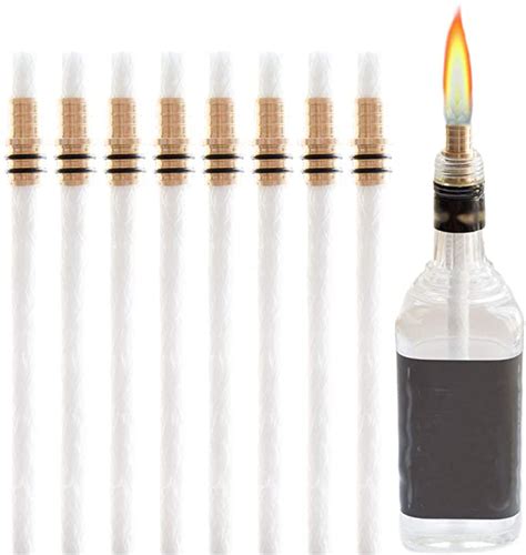 Wine Bottle Torch Kit 8 Pack Includes 8 Long Life Torch Wicks Brass