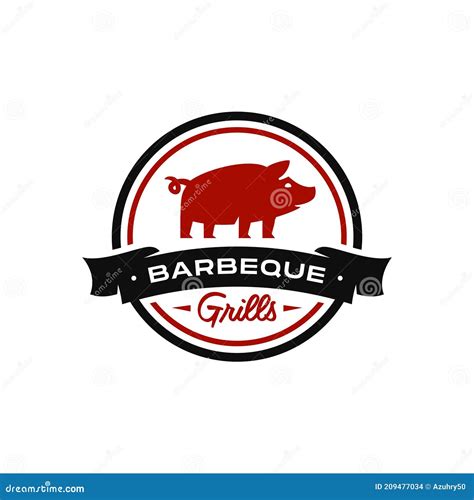 Vintage Retro Pork Pig Bbq Grill Badge Barbecue Party Barbeque Label
