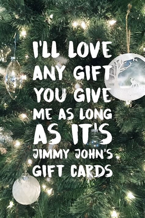 Buy discounted jimmy john's gift cards and save upto 50% from the most trusted gift card site. I'll love any gift you give me as long as it's Jimmy John ...