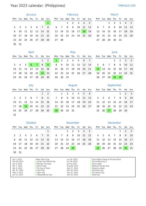 Printable 2023 Philippines Calendar Templates With Holidays 2023