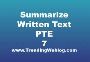 PTE Summarize Written Text Practice Sample Exercises With Answers